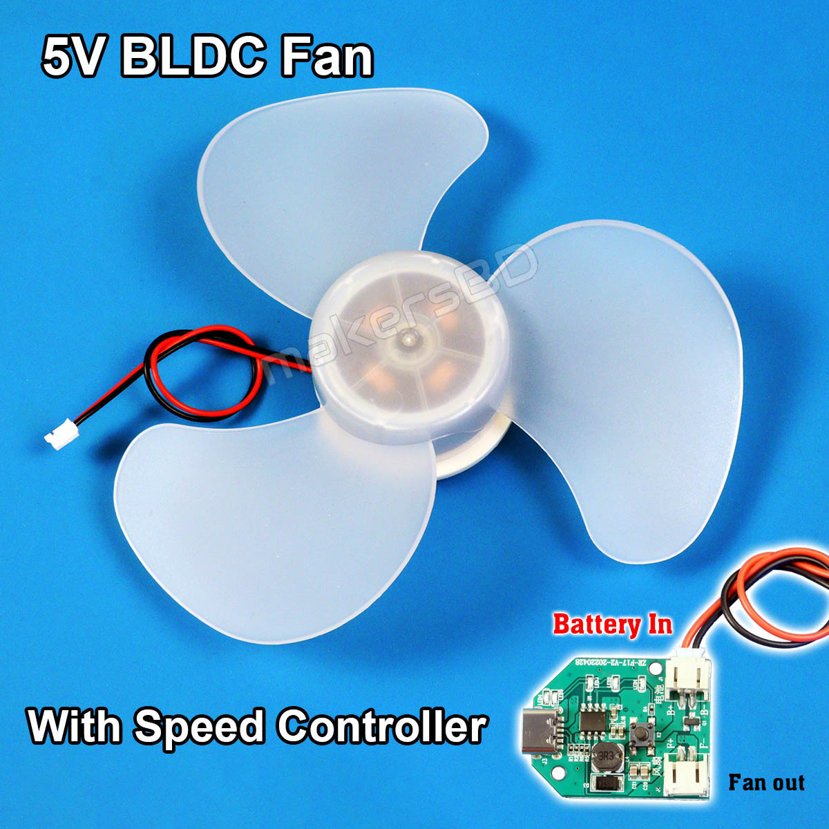 BLDC Brushless Fan Motor with Digital Speed Controller Charger Circuit 3.7V DC Fan Core 3 Blades High Air Volume 6 inch