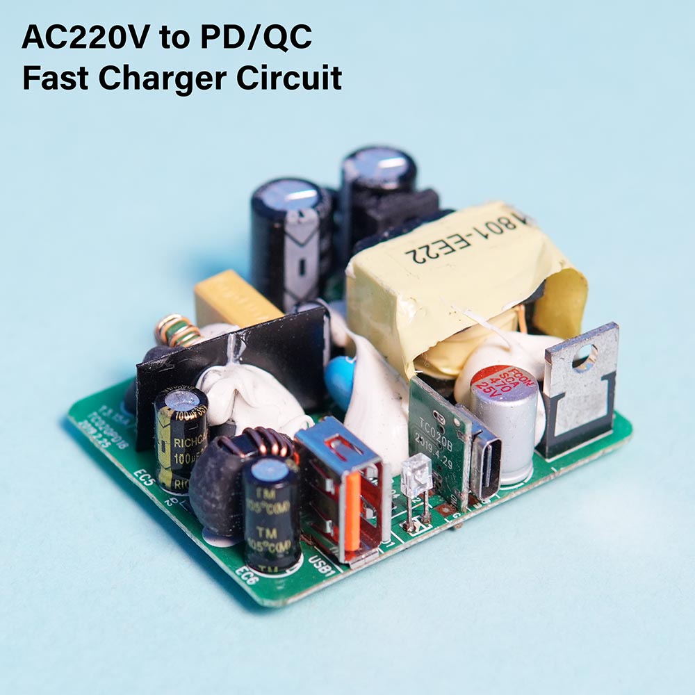 AC 220V to PD+QC 33W Fast Charging Adapter PCB Board 5V, 9V, 12V 22.5W