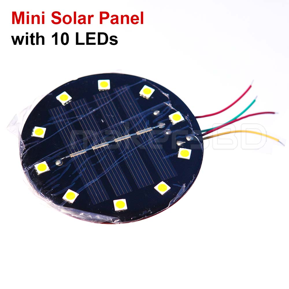Mini Round Solar Panel with 10 Leds for Student Projects