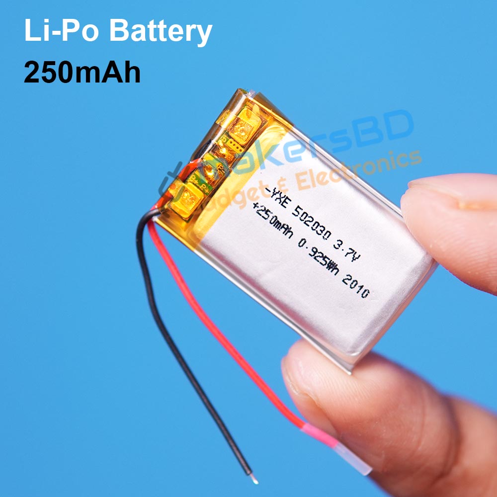 3.7V 250mAh with BMS Small Lithium Li-po Battery for TWS, Smartwatch, Diy Projects etc. 1Pc