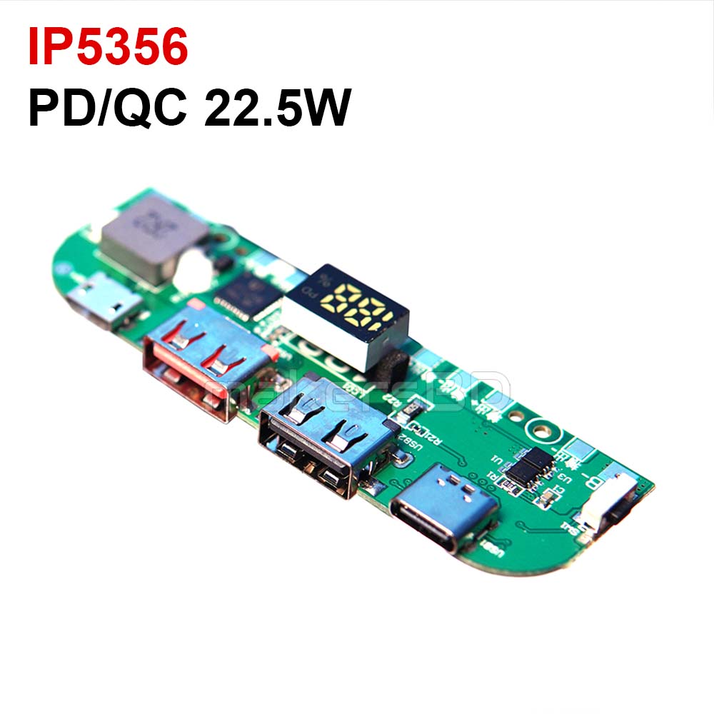 New IP5356 22.5W Power Bank Circuit PD QC Fast Charging With Display
