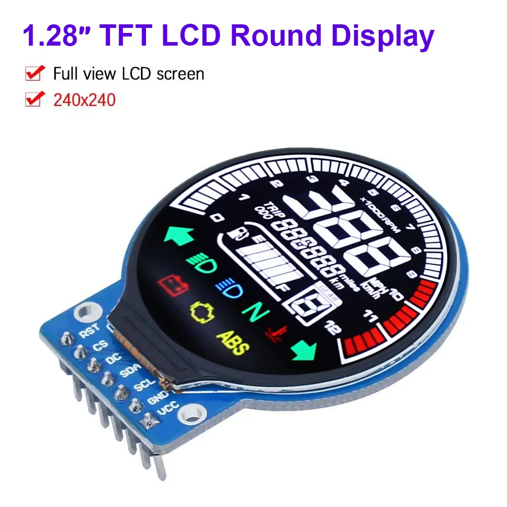 1.28 inch TFT LCD 240×240 RGB Color Round Display Module GC9A01 Drive SPI Interface
