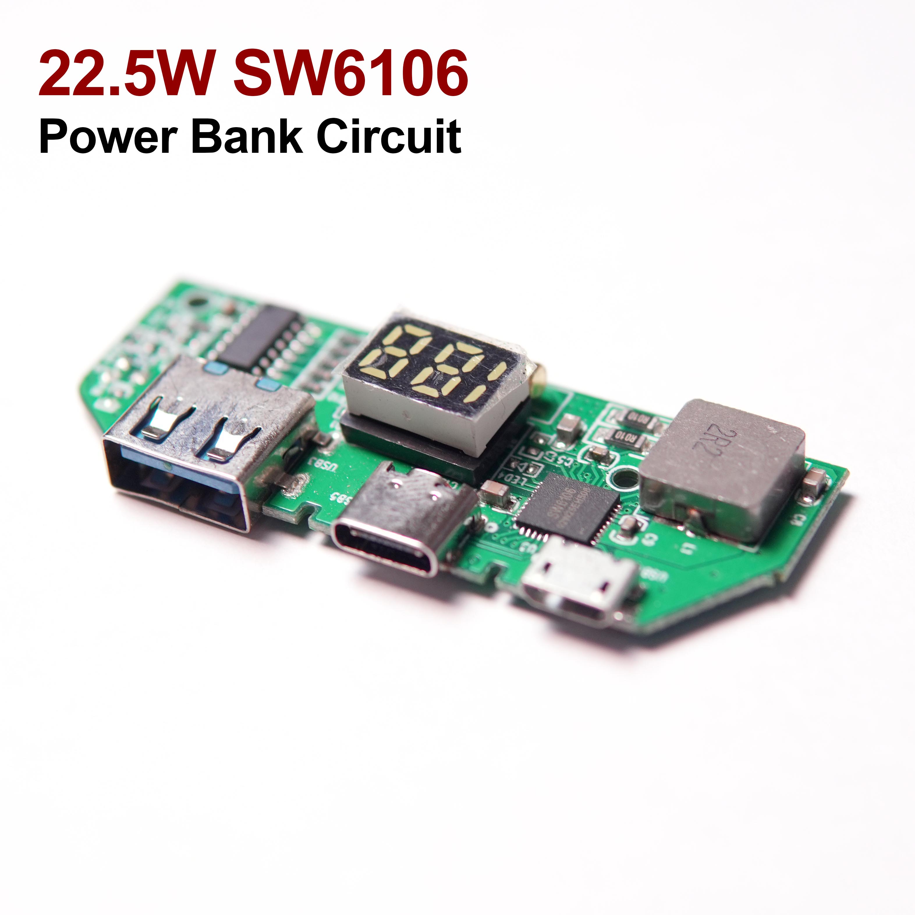 22.5W PD QC SW6106 Fast Charging Power Bank Circuit with Display