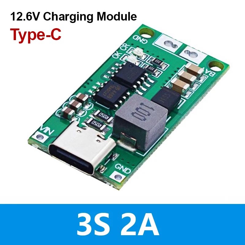3S Type-C 12.6V Step-Up Boost Lithium Battery Charging Module 2A