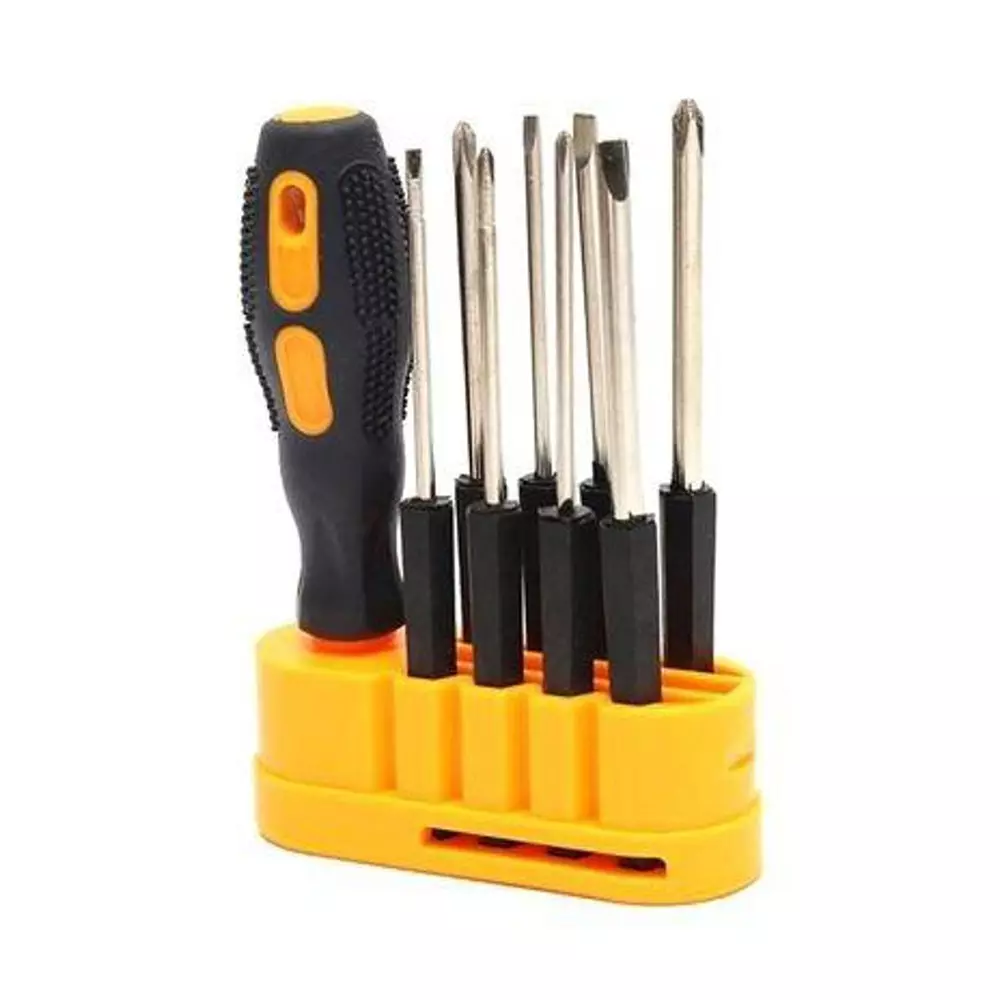 9 in 1 Repair Tools Kit Slotted Phillips Plastic Handle Metal Screwdriver Bit Set