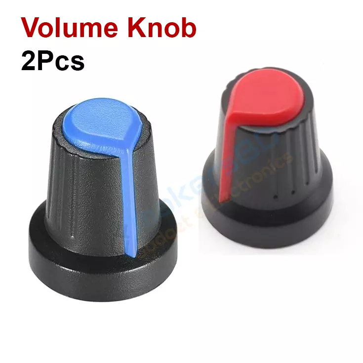 Volume Knob Cap for Spline Shaft Potentiometer and Volume Control 6mm Red and Blue-2Pcs