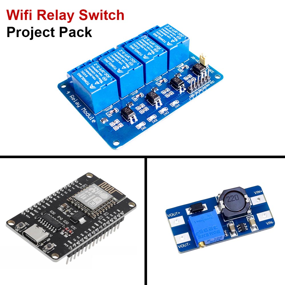 ESP8266 Based Wifi Relay Switch DIY Project Pack Combo