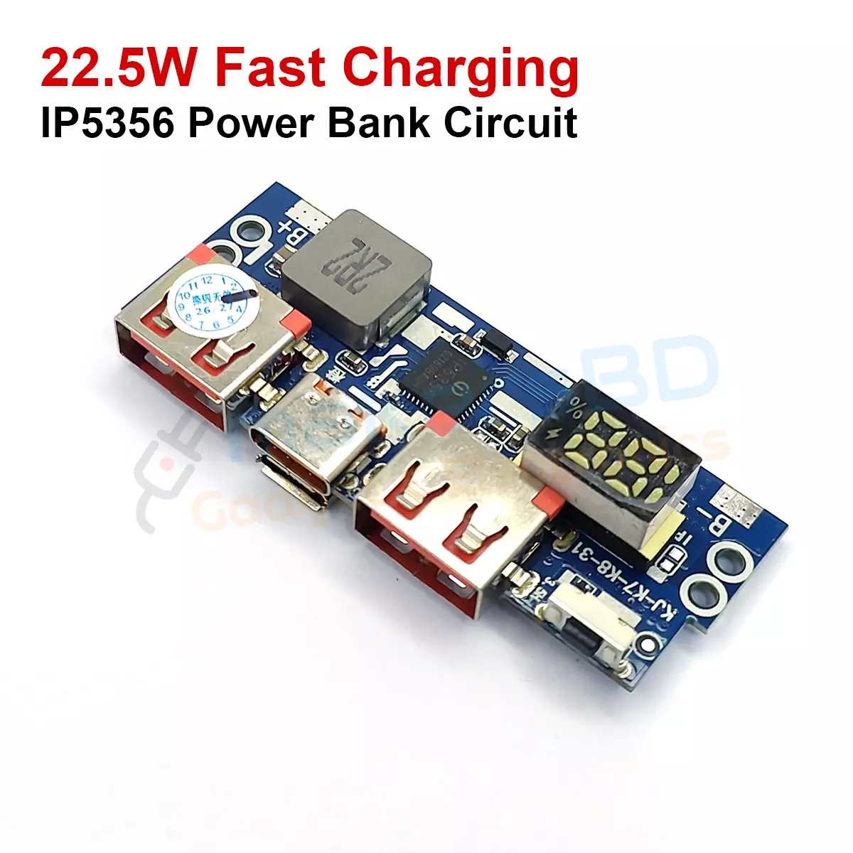Fast Charging 22.5W Power Bank Circuit IP5356 PD QC Digital Display Brand New Hight Quality