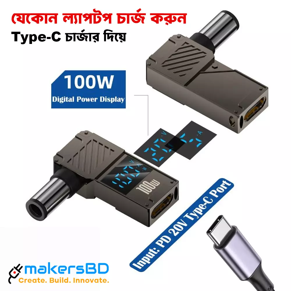 PD100W Laptop Power Adapter For Type-C Charger/ Power Bank (Free Converter)