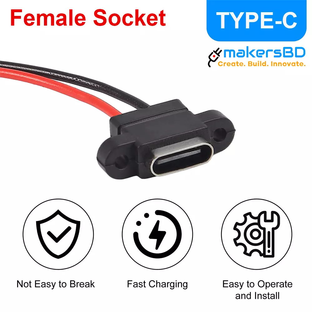 Type C Female Socket USB-C Plug Type-C 2 Pin Connector