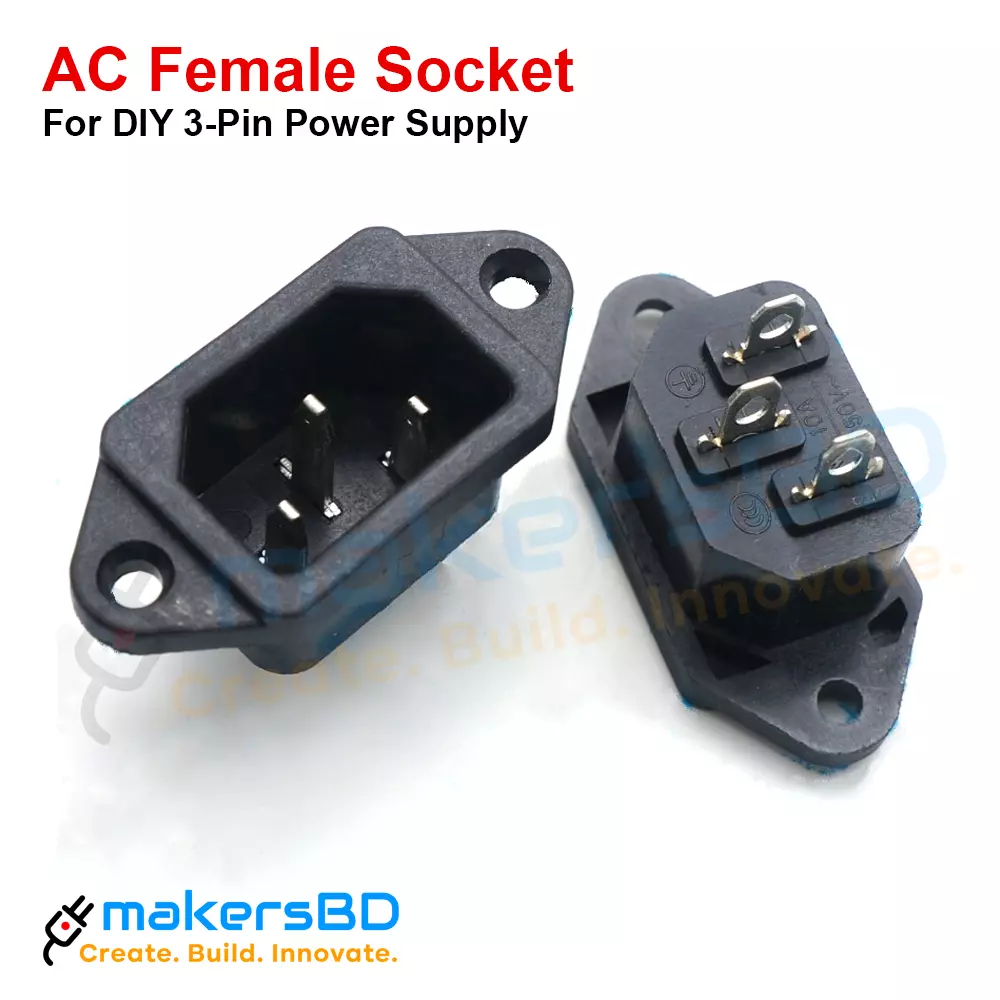 3 Pin AC Power Socket for DIY Power Supply Electric Cooker Rice Cooker 1Pc